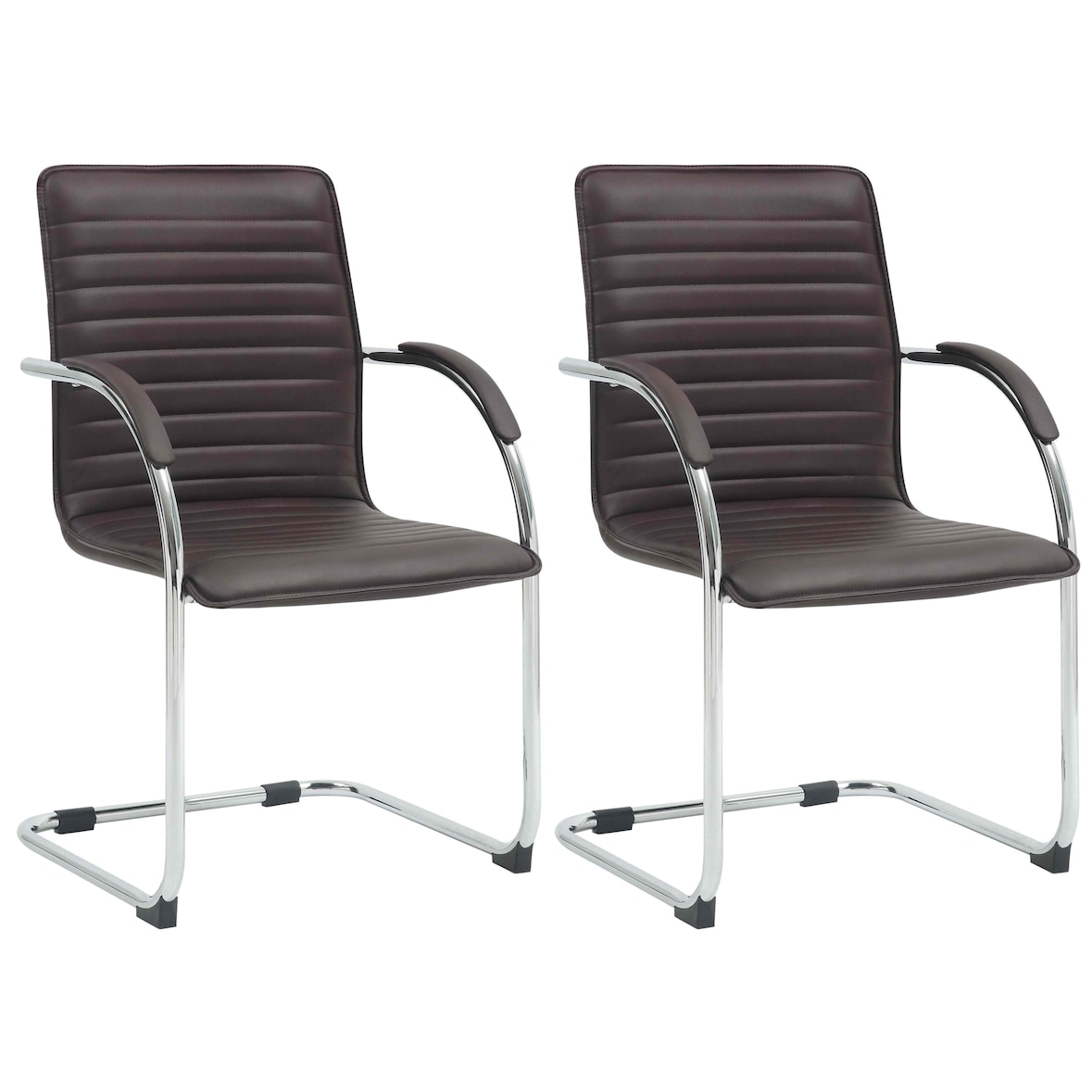 Lote de 2 sillas de visita Tira imitación cuero Marrón