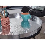 thumbnail of Couchtisch Hammerschlag Metall 62x62x36 cm Sofatisch Aluminium Silber Schwarz, Design Wohnzimmertisch abnehmbares Tablett Rund, Tabletttisch