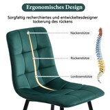 thumbnail of Esszimmerstuhl 4er Set Samt Dunkelgrün 86x46x44 cm mit Rückenlehne Ziersteppung Metallbeinen ergonomisch und vielseitig einsetzbar