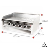 thumbnail of Romux® Plaque à snacker Électrique Lisse en Acier Inoxydable 100 cm Top | Plancha Professionnelle Modèle Table pour Chauffe Rapide avec Thermocouple