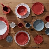 thumbnail of Tiefer Teller Blütenblatt grau x2 - Rund Steingut Amadeus 23x23 cm