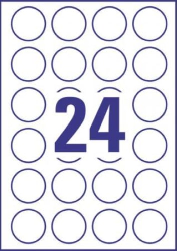 Avery Zweckform® L3415-100                      L3415-100 Etiketten in Sonderformaten, Ø 40 mm, 100 Blatt/2.400 Etiketten, weiß