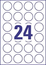 thumbnail of Avery Zweckform® L3415-100                      L3415-100 Etiketten in Sonderformaten, Ø 40 mm, 100 Blatt/2.400 Etiketten, weiß