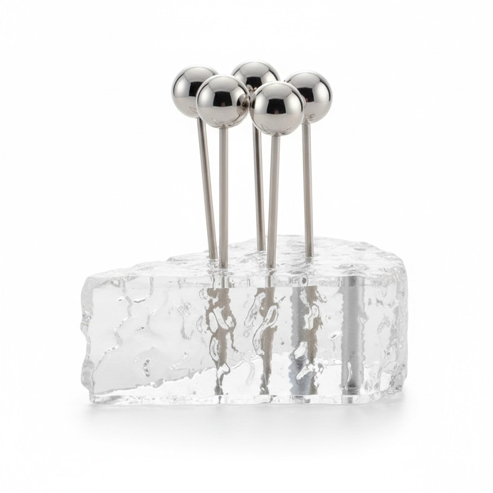 Piques apéritif argent avec support fromage - lot de 6