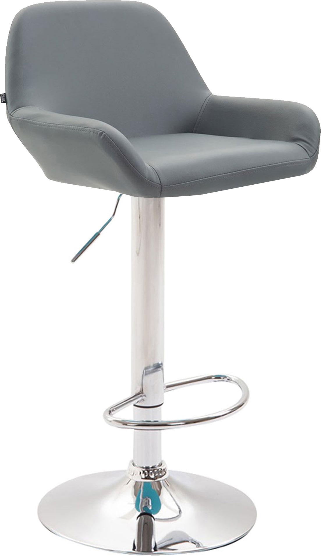 DELUKE® Barhocker DUBLIN - Grau, Kunstleder, Chrom | Barhocker mit Lehne Barstuhl Tresenhocker Tresenstuhl Kneipenhocker Kneipenstuhl