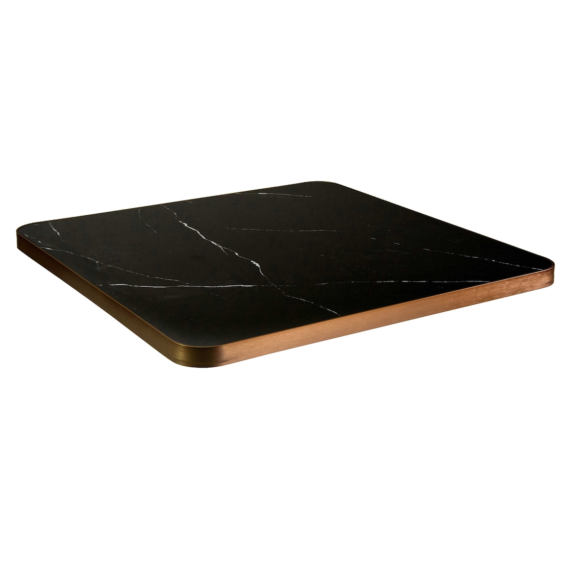 Vacchetti Top tavolo in pietra sinterizzata effetto marmo nero quadro con bordo oro cm80x80x3