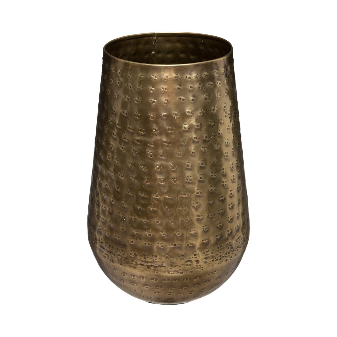 Vase en Métal Doré Martelé H 23 cm