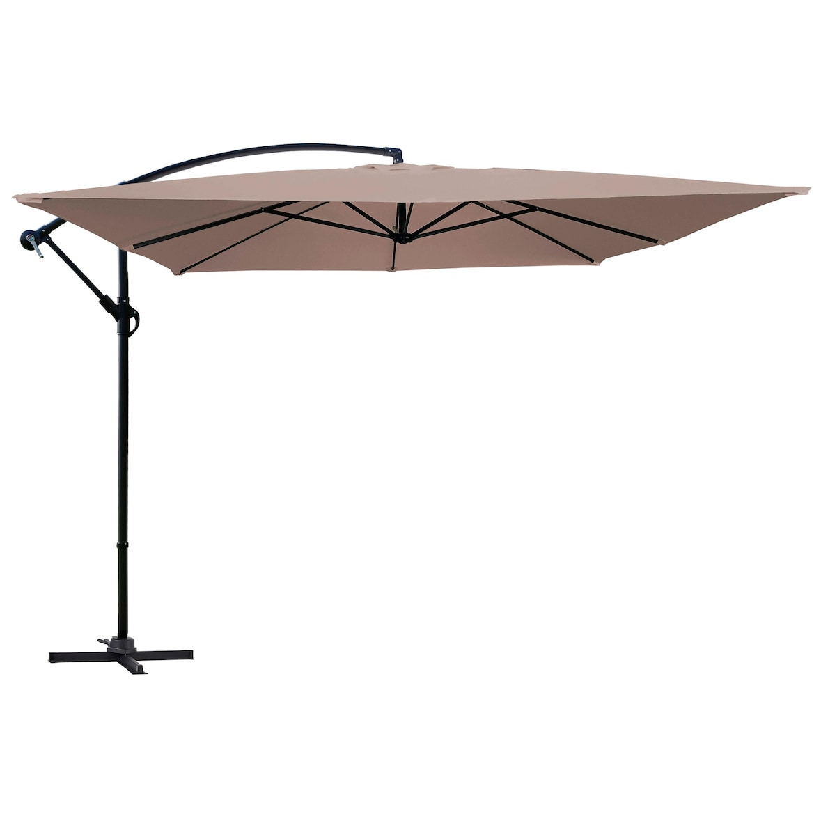 Parasol déporté carré 3x3m acier taupe - Oviala