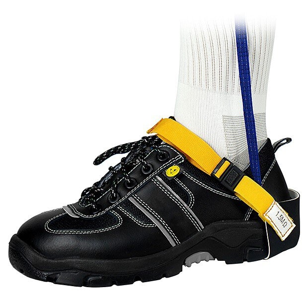 ESD-Fersenband mit Clipverschluss, 1,5 MOhm, gelb/blau
