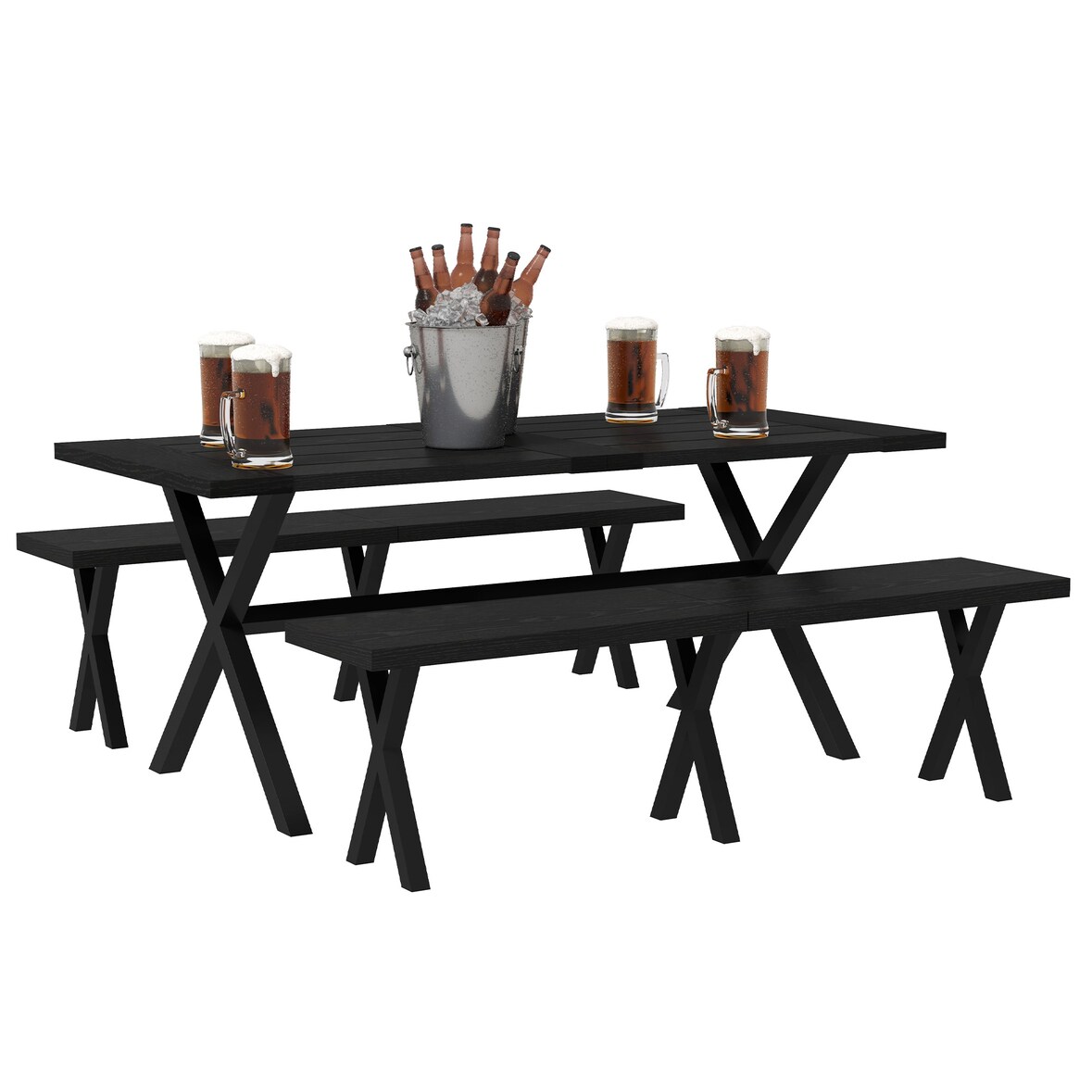 Outsunny - Bierzeltgarnitur - 180Lx80Wx73Hcm - Schwarz