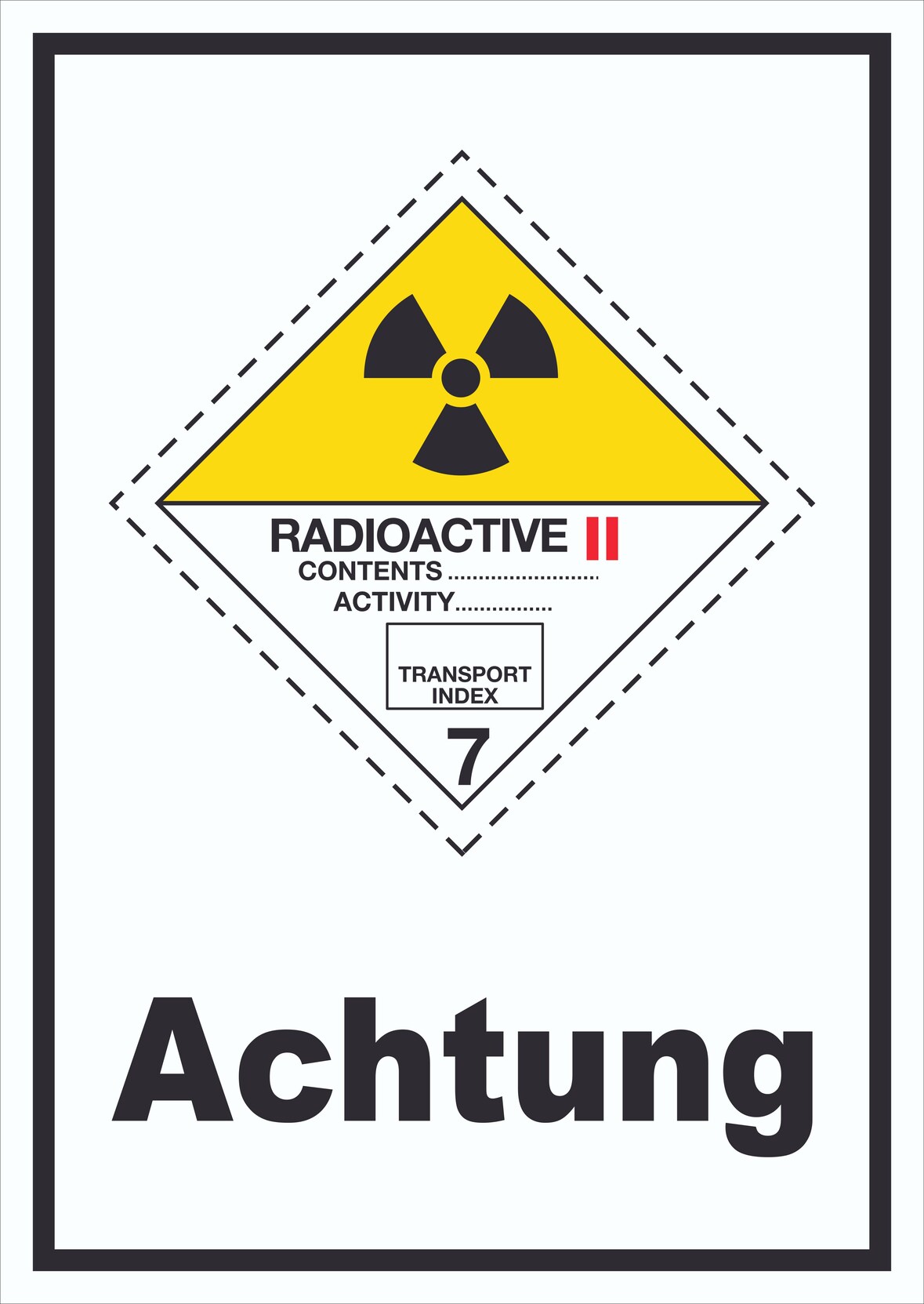 Gefahrgutkennzeichnung für radioaktive Stoffe.