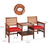 thumbnail of COSTWAY Gartenbank mit Tisch, 2-Sitzer-Holzbank mit Sitzkissen und Schirmloch, Akazienholzbank bis 350 kg