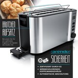 thumbnail of Arendo Toaster Edelstahl Langschlitz 4 Scheiben, Doppelwandgehäuse, integrierter Brötchenaufsatz, 6 Bräunungsstufen, Brotzentrierung automatisch