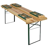 thumbnail of METRO PROFESSIONAL Conjunto de 3 peças de exterior, madeira de pinho/aço, 1 mesa 220 x 70 cm, 2 bancos 220 x 25 cm, castanho natural/verde