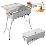 thumbnail of Mangal Edelstahl Picknick Schaschlik Grill mit Grillrost und Deckel