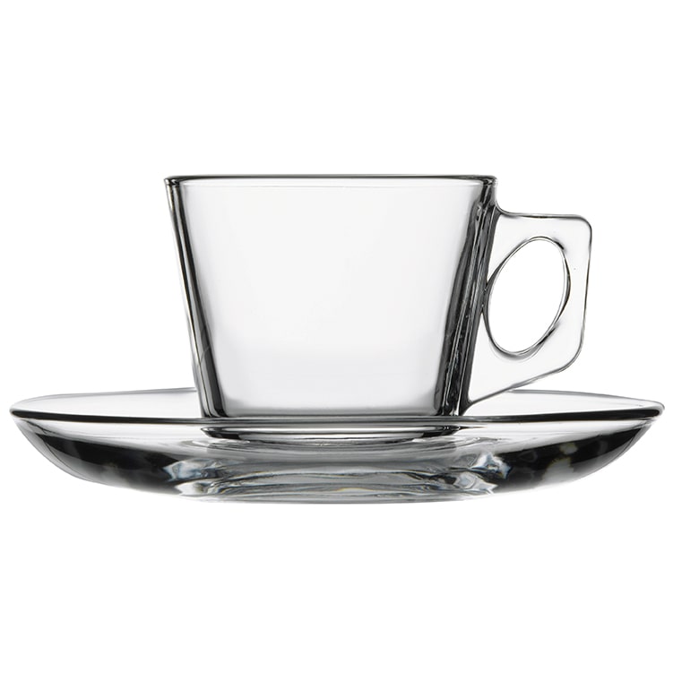 36x Espressotasse mit Untertasse Glas Pasabahce Vela 80 ml