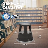 thumbnail of Rollhocker aus Stahl - Elefantenfuß - Hocker für Büro und Gewerbe - 150 kg belastbar - mit Laufrollen - TÜV geprüft / Schwarz