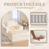 thumbnail of Übergroßer Sofasessel 147x110x67 cm mit gestreiftem Kordsamt Beige, inklusive Fußpedal und Stauraumfächern