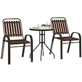 thumbnail of 3-teiliges Gartenmöbel-Set – 2 stapelbare Stühle & Tisch mit gehärteter Glasplatte, Stahlrahmen, Dunkelbraun für Terrasse oder Balkon
