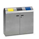 thumbnail of PROREGAL Selbstlöschende Wertstoffsammlstation rund | 80 Liter je Behälter, HxBxT 99,5x108x37,5cm | Verzinkter Stahl | Silber | Mülleimer Abfalleimer