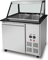 thumbnail of Skyrainbow SNACK-Line Bain-Marie Theke 2x GN1/1,Granit Star Galaxy schwarz,88x82x85,5 Glasaufbau Klarglas schwarzer Rand,ohne Zwischenablage,H=396mm