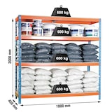 thumbnail of Simon Rack Estanteria Industrial, 2000x1800x450 mm, 600 kg de Punto Flexión, 4 Estantes Madera, Azul/Naranja/Madera - SimonTaller