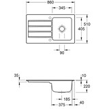 thumbnail of Villeroy&Boch Rechteckiges Spülbecken, Küchenspüle mit Abtropffläche Architectura 50 Stone White 86x51cm,3350 01 R1