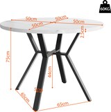 thumbnail of Essgruppe rund 100x100x75 cm Tisch MDF Marmoroptik mit Metallgestell Schwarz+Weiß, 4 Polsterstühle Wildlederoptik Schwarz, modern und platzsparend