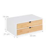 thumbnail of Relaxdays Schubladenbox, Bambus & MDF, Mini Kommode 2 Schubladen, HBT: 14x33x21 cm, Schreibtisch Organizer, weiß/natur