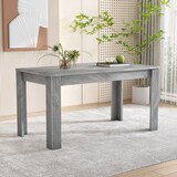 thumbnail of Esstisch rechteckig Grau 75x116x65 cm in Betonoptik Holzmaserung mit vier stabilen Beinen, pflegeleichte Tischplatte, modern