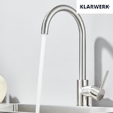 thumbnail of JULIE | Niederdruck Edelstahl Küchenarmatur Silber gebürstet | Schlichter Gastro Wasserhahn für Boiler 3 Anschlüsse | Mischbatterie Küche