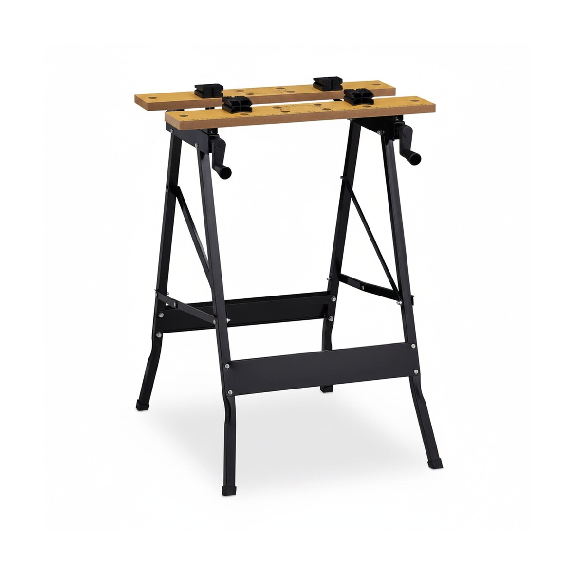 Relaxdays Werkbank klappbar, bis 100 kg, verstellbarer Arbeitstisch, 4 Spannbacken, HBT 75,5 x 56 x 62 cm, natur/schwarz
