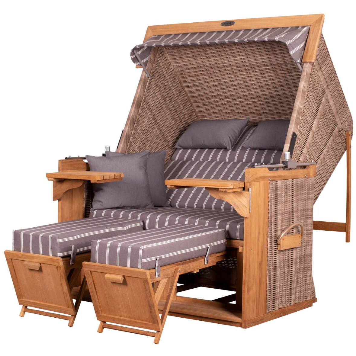 Strandkorb deVries PURE® Friesland Sylt XL - PE white kubu - Dessin 235 - inkl. Schutzhülle