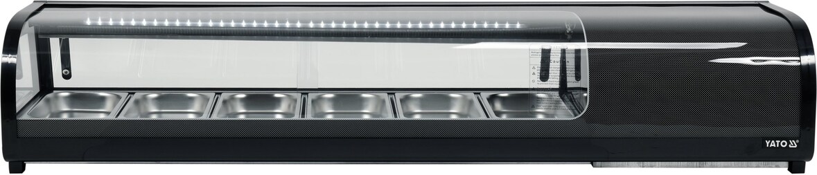 Kühlvitrine für 6x1/3 GN Behälter, 153x42x29,5 cm 145W, 62L