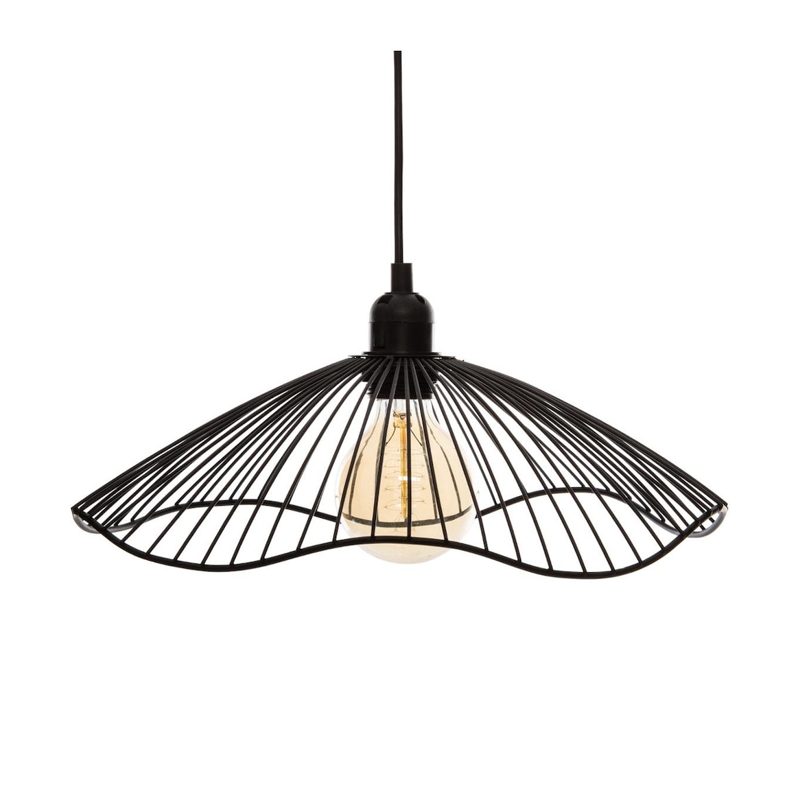 Luminaire Suspension en Métal filaire Noir D 34 cm