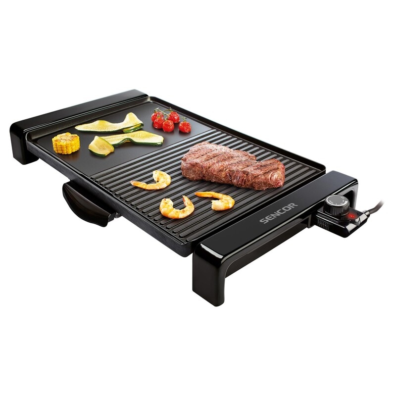 Griglia Elettrica da Tavolo SENCOR SBG 106BK Piastra Grill Rettangolare Nero – Cottura Sana per Carne Pesce Verdure