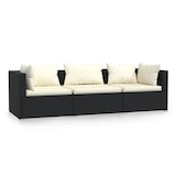 thumbnail of vidaXL 3-Sitzer-Sofa mit Kissen Schwarz Poly Rattan