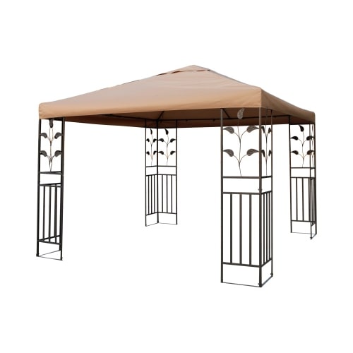 Metallpavillon 3x3 m Pavillon Pergola Gartenpavillon Partyzelt Festzelt stabil taupe : Taupe