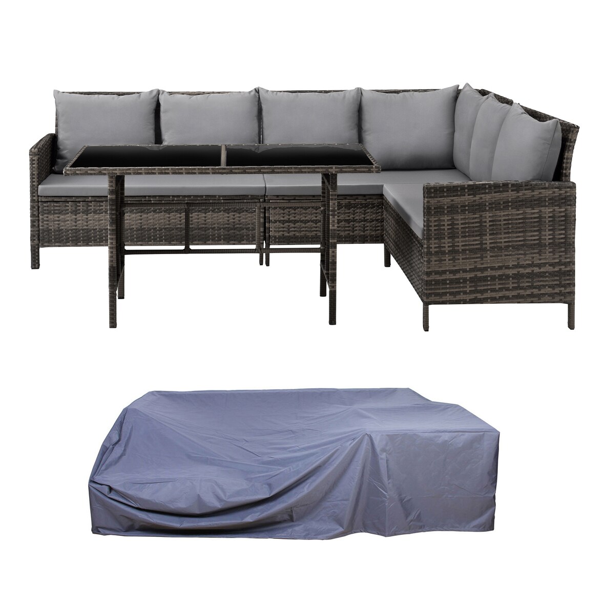 SVITA MADISON Rattan-Lounge Polyrattan Ecksofa Gartenmöbel-Set Sofa Garnitur Couch-Eck