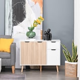 thumbnail of Aparador Mueble Auxiliar de Almacenamiento con 2 Armarios de Puerta y Cajón Patas de Madera para Sala de Estar Cocina Dormitorio 90x30x72 cm