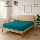thumbnail of EXKLUSIV HEIMTEXTIL Marke Jersey Spannbettlaken 90 x 200 cm Türkis 100% Baumwolle Öko - Tex Zertifiziert Bed-Sheet Bettlaken Spannbetttuch Topper