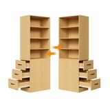 thumbnail of Merax Hochschrank 180 cm, Bücherregal, schlankes Sideboard für Bücher, Büro, Schlafzimmer und Wohnzimmer, integrierten Schubladen, Naturholzfarbe