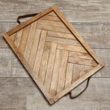 thumbnail of Tablett Holz natur Kerzentablett Serviertablett rechteckig Mangoholz Deko 41cm