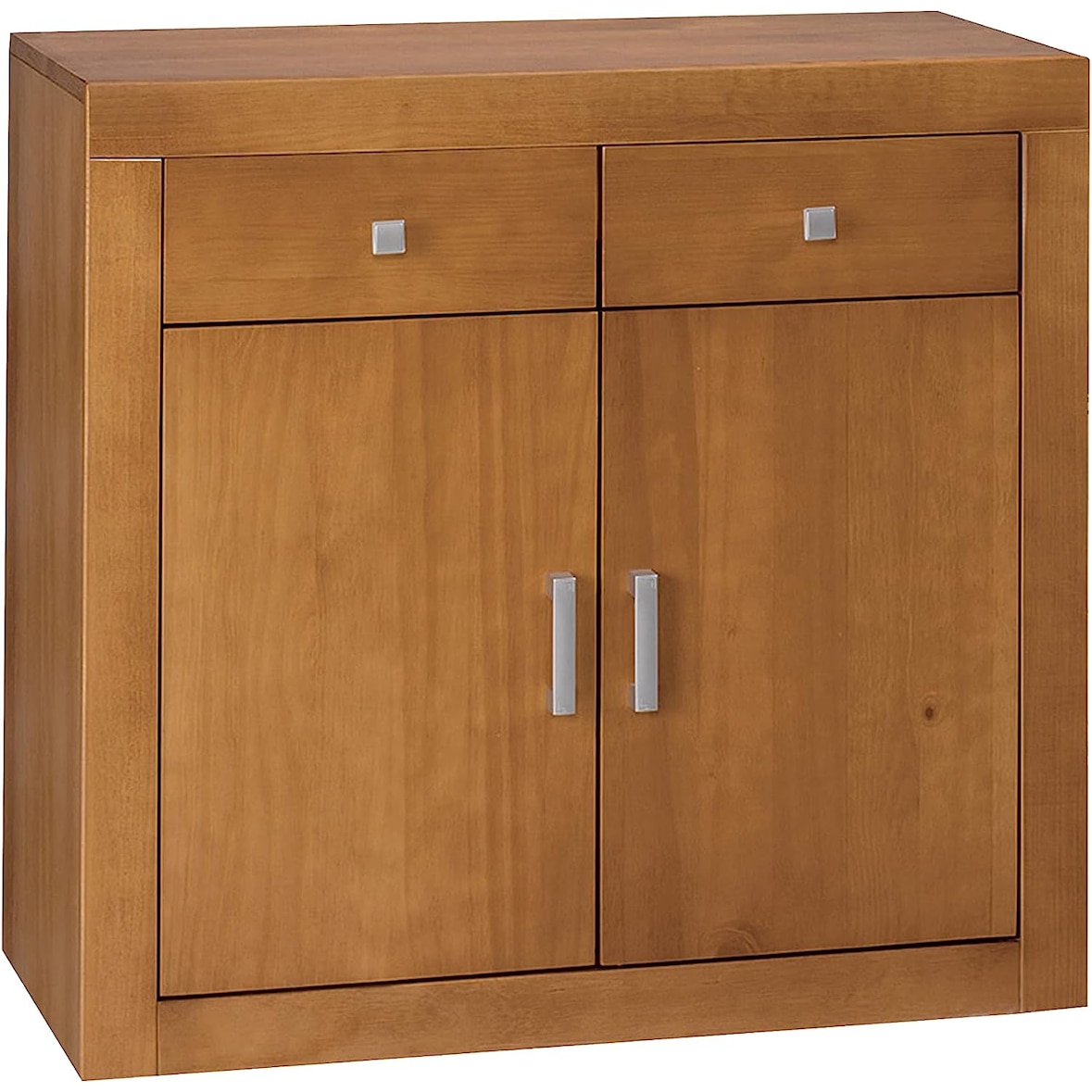 Aparador de 2 puertas y 2 cajones, pino macizo, color cerezo.