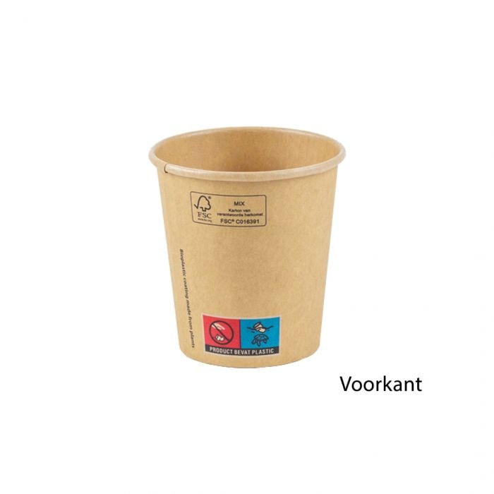 Kraft/PLA beker 4oz/120ml/62mm Ø