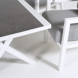 thumbnail of Conjunto sofás exterior, Aluminio reforzado color blanco, Sofá 3 plazas + 2 sillones reclinables + Mesita café, 5 plazas, Cojines color gris
