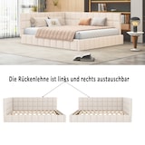 thumbnail of Polsterbett 160x200 cm mit Lattenrost und verstellbarer Rückenlehne – komfortables Tagesbett aus Samtstoff Dunkelbeige