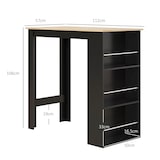 thumbnail of HOMCOM mesa alta de bar, mesa de cocina con 3 estantes laterales, marco de madera, estilo moderno, para comedor, salón, 112x57x106 cm, negro y natural