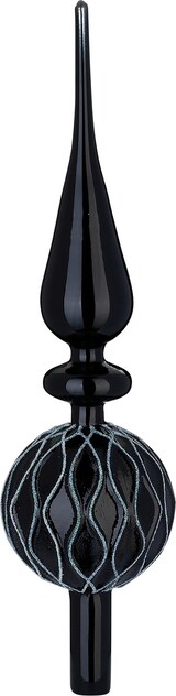 thumbnail of Christbaumspitze Glas 32cm mit Ornamenten - Ebony Black