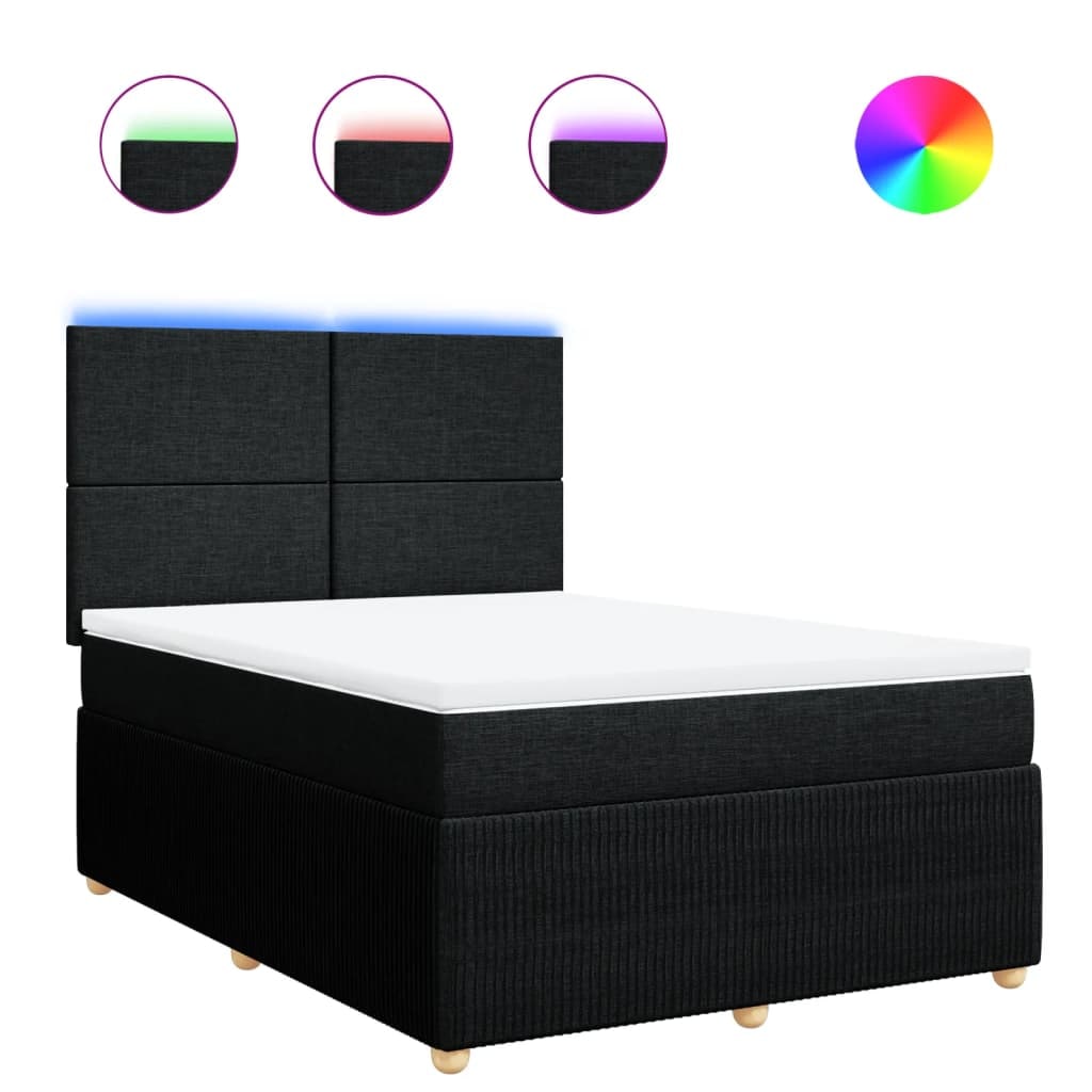 vidaXL Boxspringbett mit Matratze Schwarz 160x200 cm Stoff